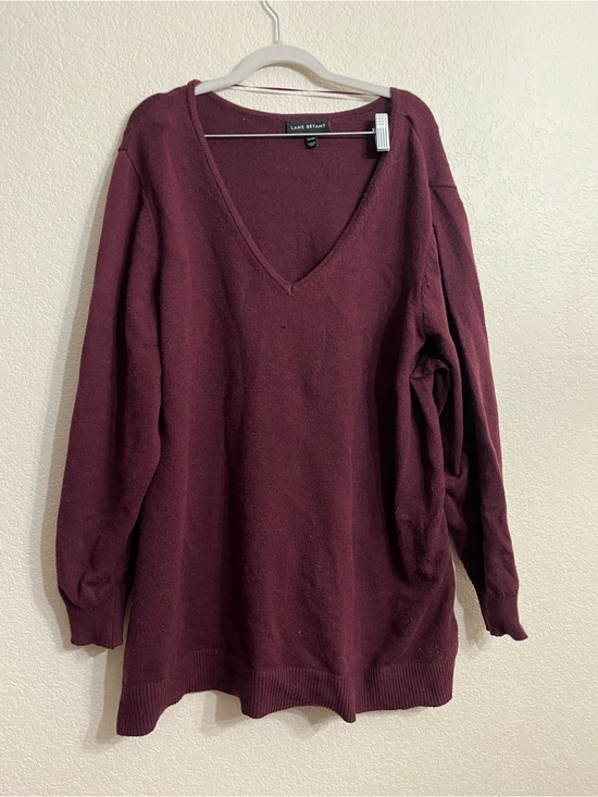Lane Bryant Sweaters - Oversized cozy Lane Bryant Burgundy V-Neck Women's Sweater